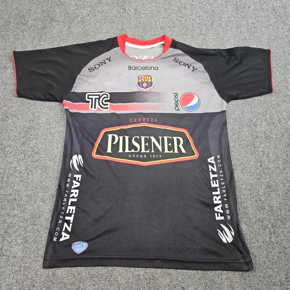 Barcelona‎ SC Soccer Jersey Mens Small Black Red Ecuador LigaPro Sponsor Futbol